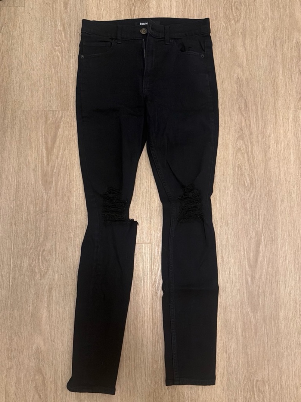 Express Black Distressed Skinny Jeans
